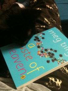 My kitten, Jack Bear, checking out the new book