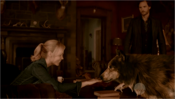 In-Bittens-flashback-Elena-Laura-Vandervoort-is-SUPER-CASUAL-about-meeting-a-giant-wolf-in-person-600x338