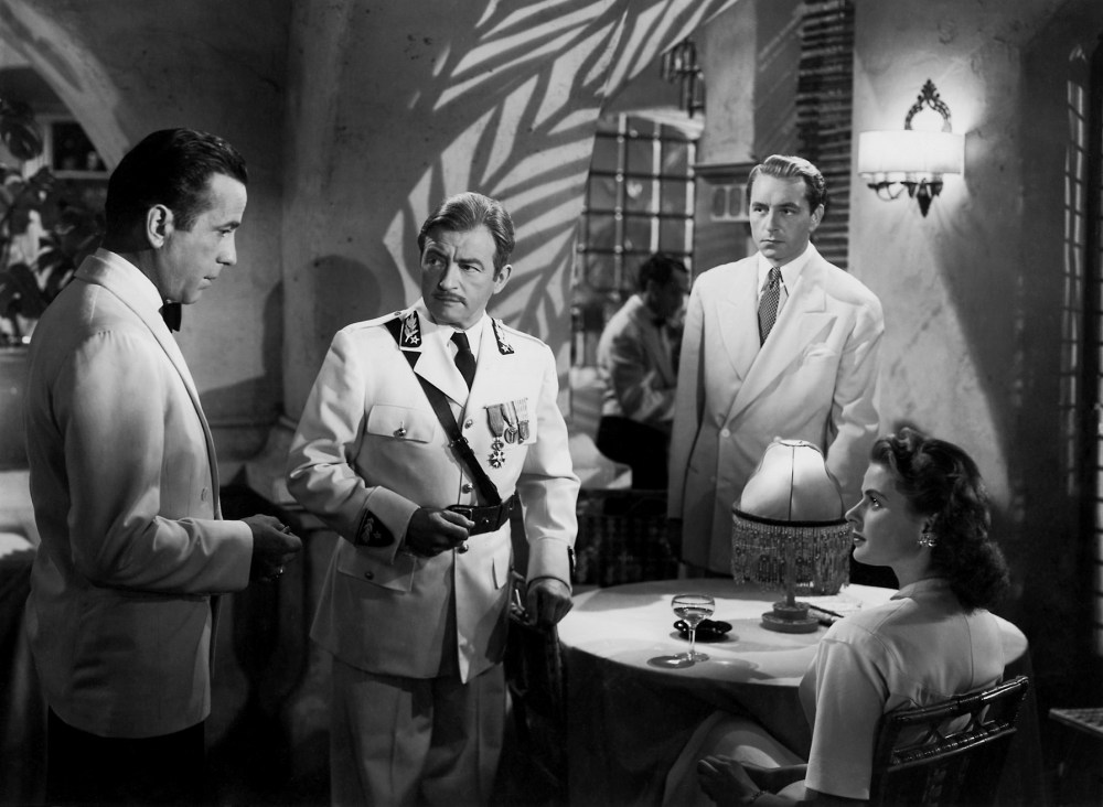 humphrey bogart, claude rains, paul henried &amp; ingrid bergman - casablanca 1943