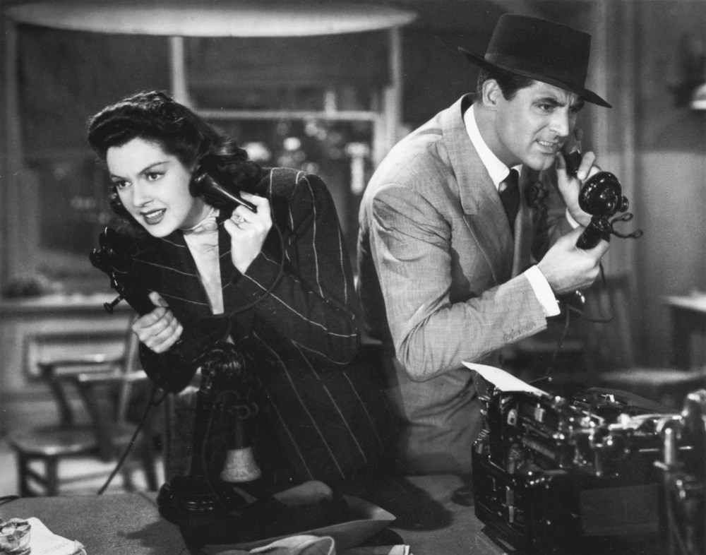 Cary Grant and Rosalind Russell in His Girl Friday, 1940